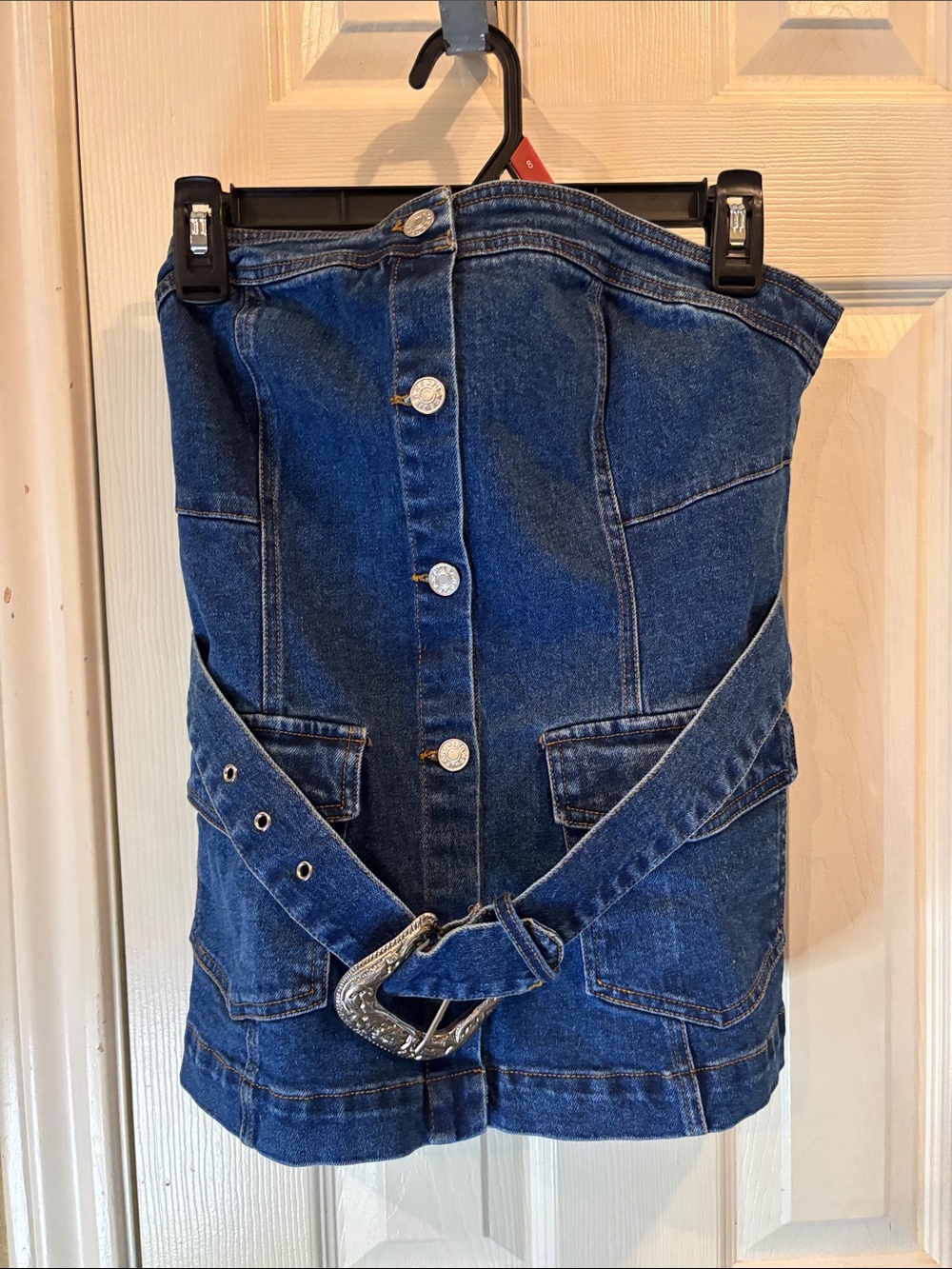 NWT Denim Strapless Jeans Skirt with Belt - Blue